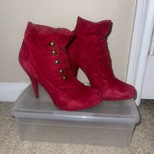 A unique pair of red booties!